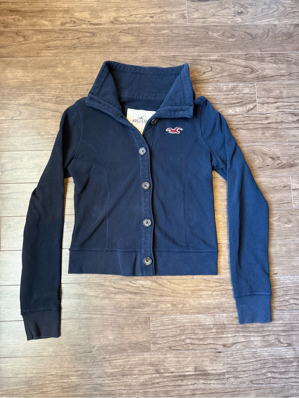 Hollister Navy Button-Front Women's Blazer Jacket